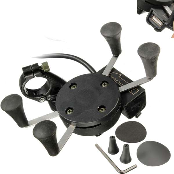 3.5-6.5inch 2A Quick Charge Phone GPS Handlebar Holder X-Grip Motorcycle Car US