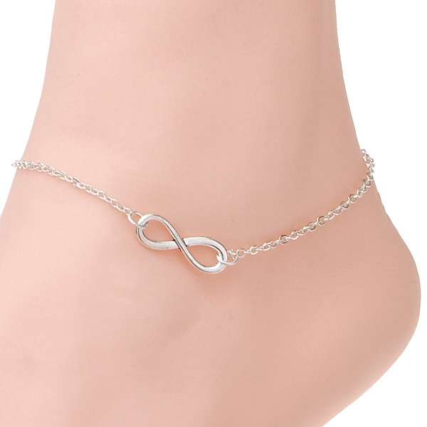 Silver Plated 8 Infinity Metal Chain Anklet Women Jewelry
