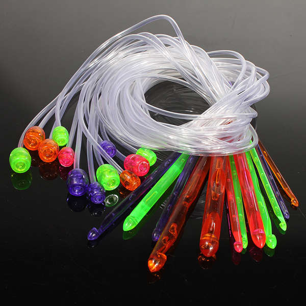 12 Sizes Flexible Plastic Afghan Crochet Hooks Weave Set Knit Needles