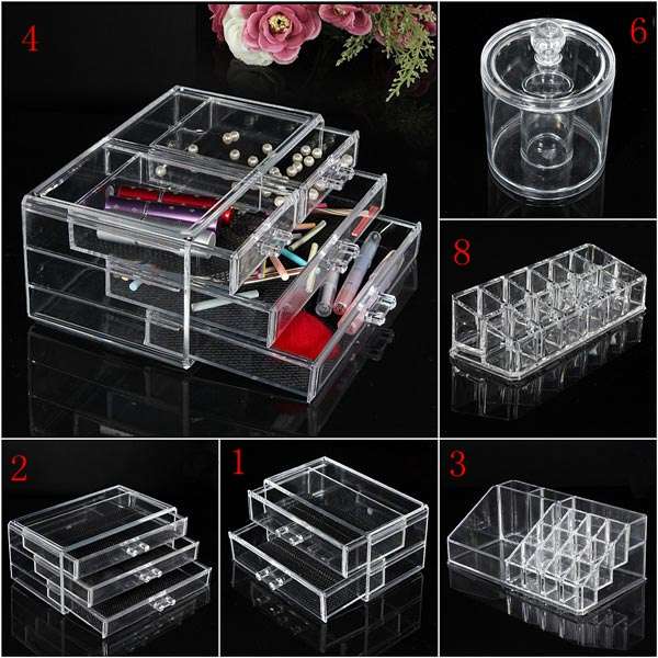 Acrylic Clear Container Makeup Case Cosmetic Storage Holder Organizer