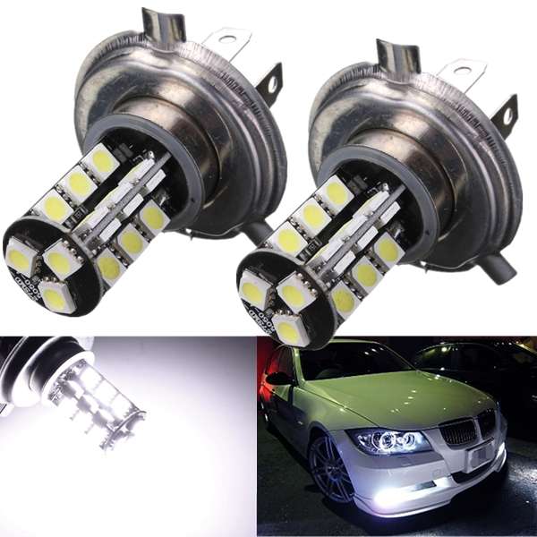 2 x H4 27SMD CANBUS Error Free LED Headlight White Xenon Bulbs