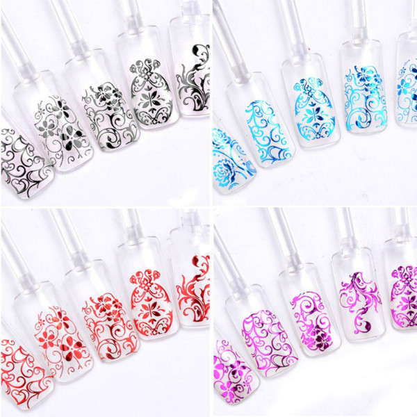 108Pcs 3D Flowers Hot Stamping Decals Nail Art Sticker