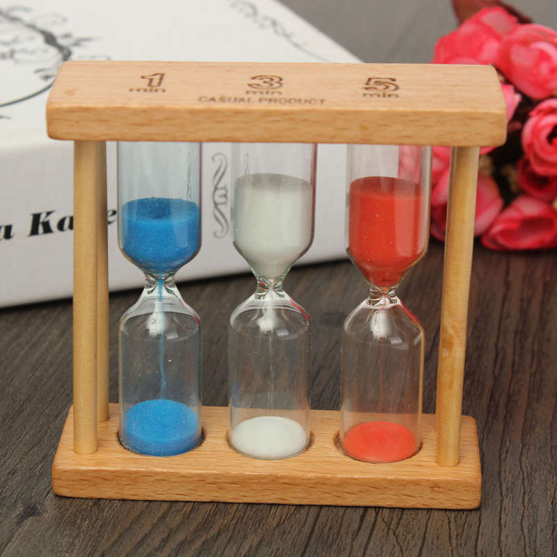 1/3/5Min Union Sandglass Hourglass Wood Frame Glass Sand Timer Clock Timing Dec