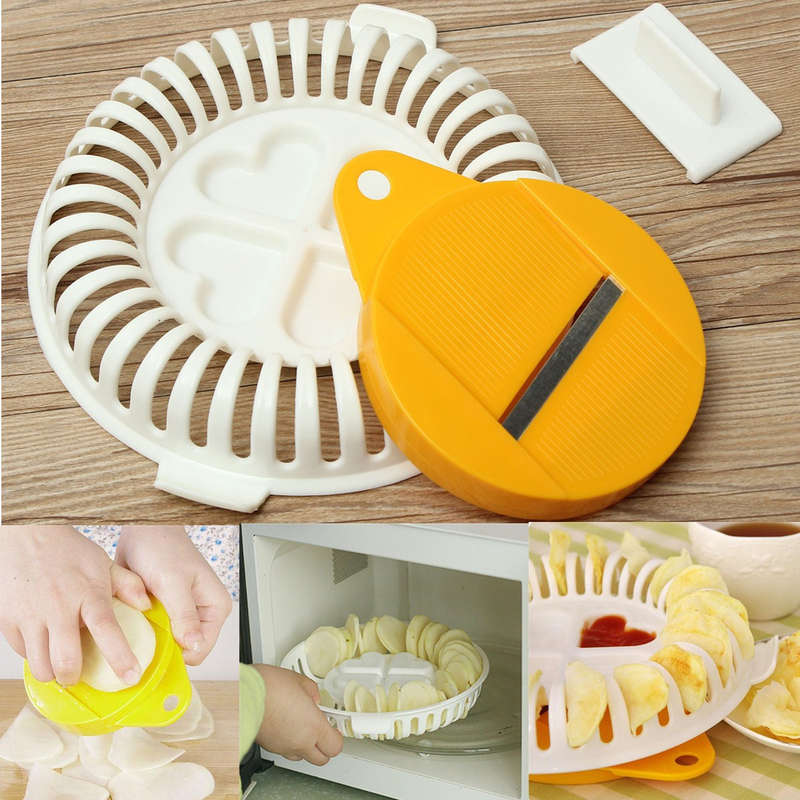 Kitchen Microwave Apple Potato Vegetable Crisp Chip Slicer Maker