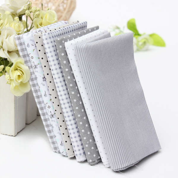 Gray 7 Assorted Series Cotton Floral Fabric Striped Quilt
