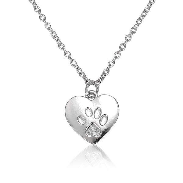 Heart Dog Cat Paw Prints Animal Footprints Pendant Sweet Necklace