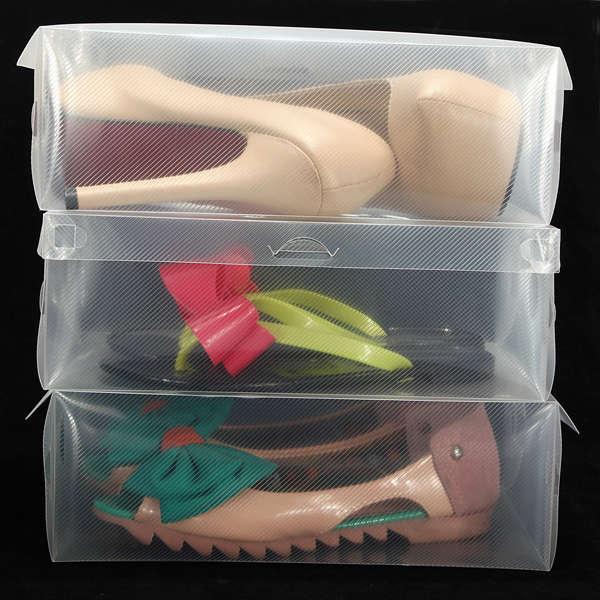 Clear Stackable Plastic Shoe Storage Boxes