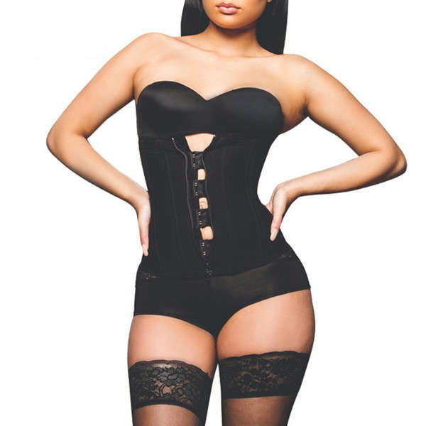 Latex 9 Steel Bones Waist Trainers With Zipper And Hooks Underbust Cincher Cors