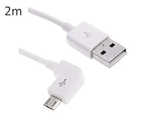 Fone-Stuff New 90 Degree Right Angle Angled Convenient Extra Long Micro USB 2.0 Charge an (White)