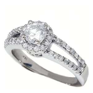 REAL 1.00CT ROUND DIAMOND SPILT SHANK WEDDING ENGAGEMENT RING 14K WHITE GOLD 4-9