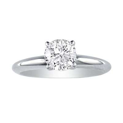 **R55000**14K White Gold Round White Diamond Solitaire Ring 0.75 CT