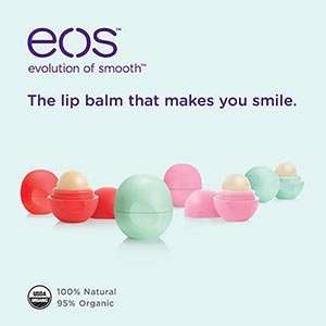 EOS Organic Smooth Sphere Lip Balm 6 Pack - 2 Each of Strawberry Sorbet, Summer Fruit, and Sweet Min