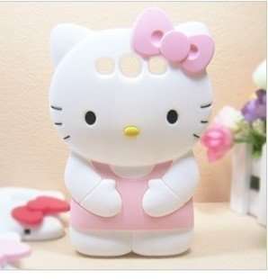 3d Hello Kitty Samsung Galaxy S3 I9300 TPU Soft Case/cover/faceplate/protector-white/pink