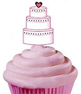 Wilton 24 Pieces Cupcake Picks Heart Wedding Cake Party Toppers Decoration