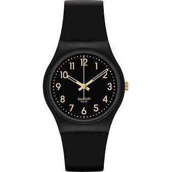 Swatch Golden Tac Black Dial Black Silicone Unisex Watch GB274