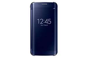 Samsung Clear View Window Flip Premium Case Cover for Samsung Galaxy S6 Edge - Blue (Black)