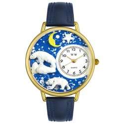 Whimsical Watches Unisex G0150002 Polar Bear Navy Blue Leather Watch