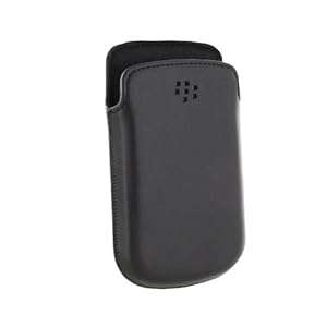 Genuine Official Blackberry Black Leather Pocket Pouch Case Cover for BlackBerry 9720 - Shuts D