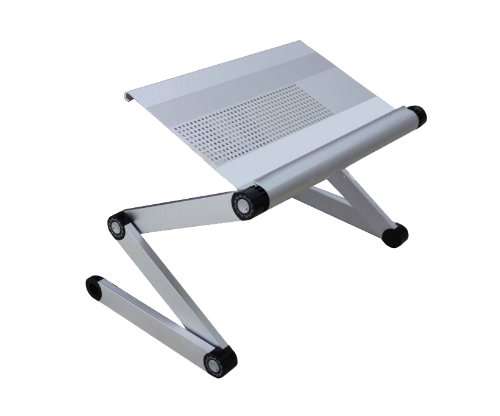 FURINNO Adjustable Vented Laptop Table/Portable Bed Tray Book Stand Dual Layer Tablet, 17-Inch, Silv