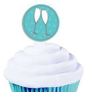 Wilton 24 Pieces Cupcake Picks Toasting Glasses Party Cake Toppers Decoration