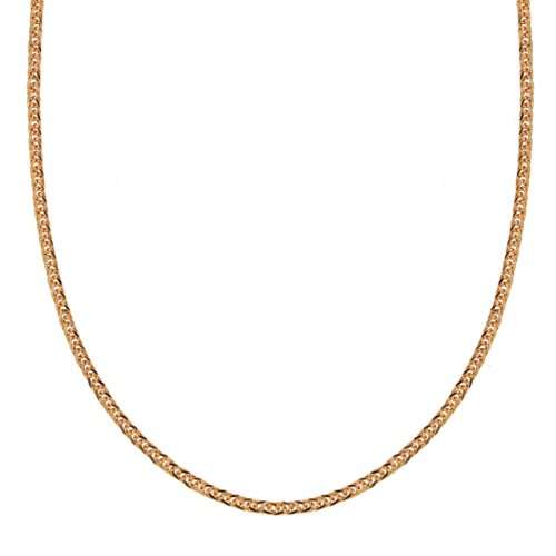 14k Rose Gold .7mm Diamond-Cut Wheat Chain Necklace, 16" (16 inches)