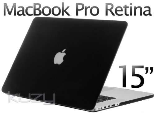 Kuzy - BLACK Rubberized Hard Case Cover for Apple MacBook Pro 15.4" with Retina Display Model: A1398