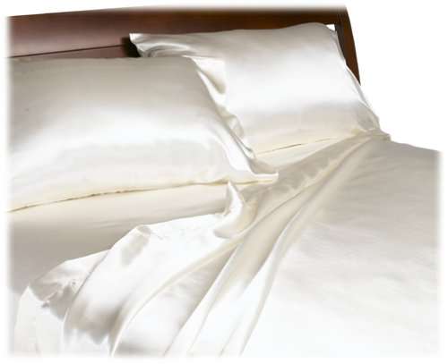 Divatex Home Fashions Royal Opulence Satin Full Sheet Set, Ivory