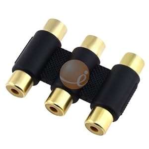 Female to Female 3 RCA AV Coupler Adapter Cable Component