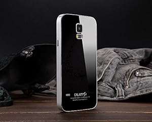 [Bamboo] Slim Ultra-thin Aluminum Hard Frame Tempered glass Back All Inclusive Met (Black-Silver)