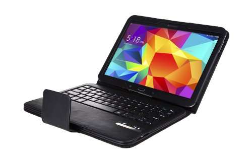 WAWO Samsung Galaxy Tab 4 10.1 Inch Tablet Smart Cover Creative Bluetooth Keyboard Case - Black