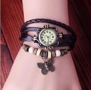 Fashion Accessories Trial Order New Quartz Fashion Weave Wrap Around Leather Bracelet Lady Woman Wri