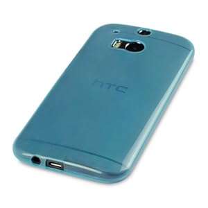 New HTC One 2014 (M8) Gel Skin Case Cover Protector The Keep Talking Shop (Blue Translucent)