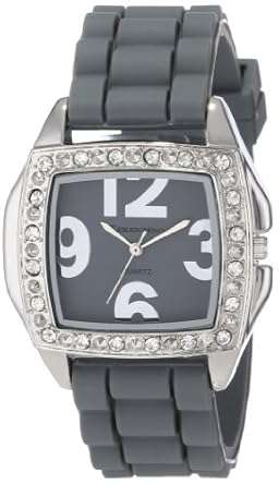 Cerentino Women's CR100-GRY Grey Silicone Rubber Rhinestones Watch
