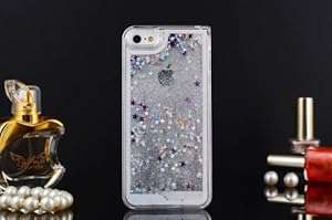 Flowing Hourglass Sand and Glitters Cases Covers for Iphone 5 5S Case-Silver