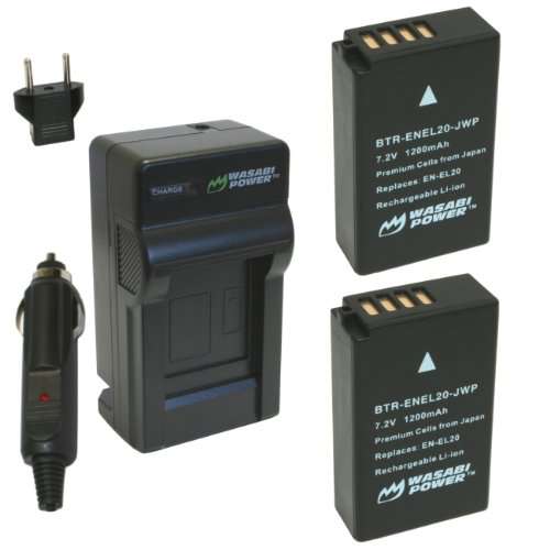 Wasabi Power Battery (2-Pack) and Charger for Nikon EN-EL20, Nikon EN-EL20a, Nikon Coolpix A, Nikon
