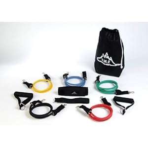 Black Mountain Products Resistance Band Set with Door Anchor, Ankle Strap, Exercise Chart, and Resistance Band Carrying Case