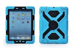 Sojoy For Apple iPad 2 3 4 Rubber Durable Shock Dust Dirt Proof Waterproof Case Cover (Lightblue)