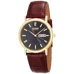 Citizen Men's BM8242-08E Eco-Drive Gold-Tone Leather Watch