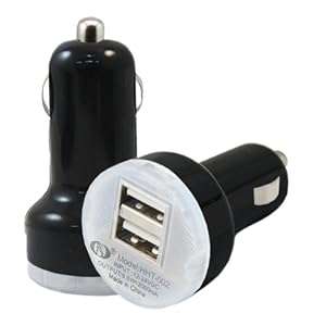 iTALKonline PowerPlus BLACK DUAL 2 USB Car Charger Adapter 12-24V DC 2000 mAh For Tesco Hudl