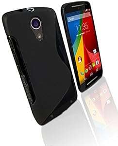 LuvTab Moto G 2nd Generation 2014 5in S Line Wave Case with Grip (GEL / TPU / SILICONE) (Black)