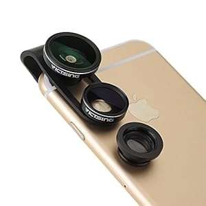 [Update Version II] VicTsing 3 in 1 Clip-On 180 Degree Premium Fisheye (3 in 1 Clip Lens - Black)