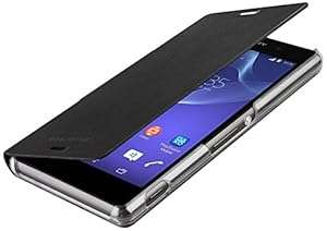 Sony Executive Flip Book Case Cover with Credit Card Slot for Xperia Z3 by Made for Xperi (Black)