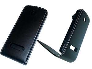 FOR NOKIA ASHA 301 NOKIA 301 BLACK COLOUR LEATHER FLIP CASE COVER POUCH