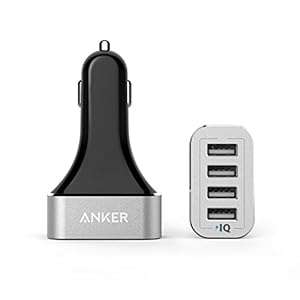 Anker 9.6A / 48W 4-Port USB Car Charger with PowerIQ Technology for iPhone iPad (4 - Port Black)