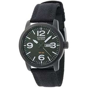 Citizen Men's BM8475-00X Eco-Drive Military Black Plated Steel Canvas Strap Watch