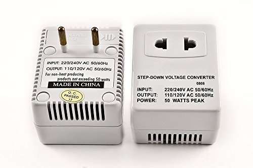 Simran SM-250R Step Down Voltage Converter 50 Watts for Internatonal Travel to 220 Volt Countries wi