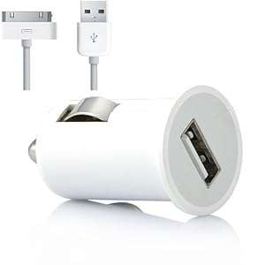 2 IN 1 CAR CHARGER FOR APPLE IPOD IPHONE 4S /4 / 3GS / 3G WITH USB CABLE (white)