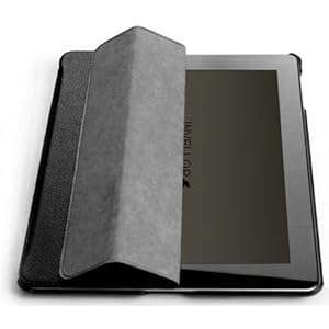 INVELLOP BLACK Leatherette Case Cover for iPad 2 / iPad 3 / The new iPad (Built-in magnet for sleep/wake feature)