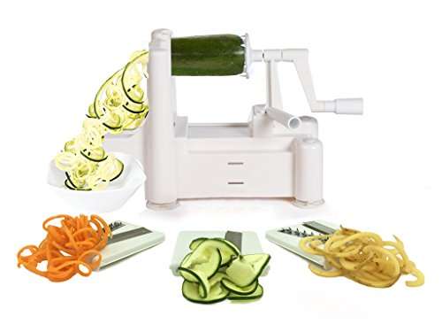 Spiralizer Tri-Blade Vegetable Spiral Slicer, Strongest-Heaviest, Best Veggie Pasta Spaghetti Maker