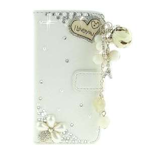 For Samsung Galaxy S3 Mini i8190 Folio Book Pearl Rhinstone Diamond Leather Cover Case Skin She